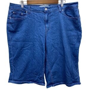EST. 1946 by Cato's Womens White Polka Dot Denim Bermuda Shorts Size 18W
